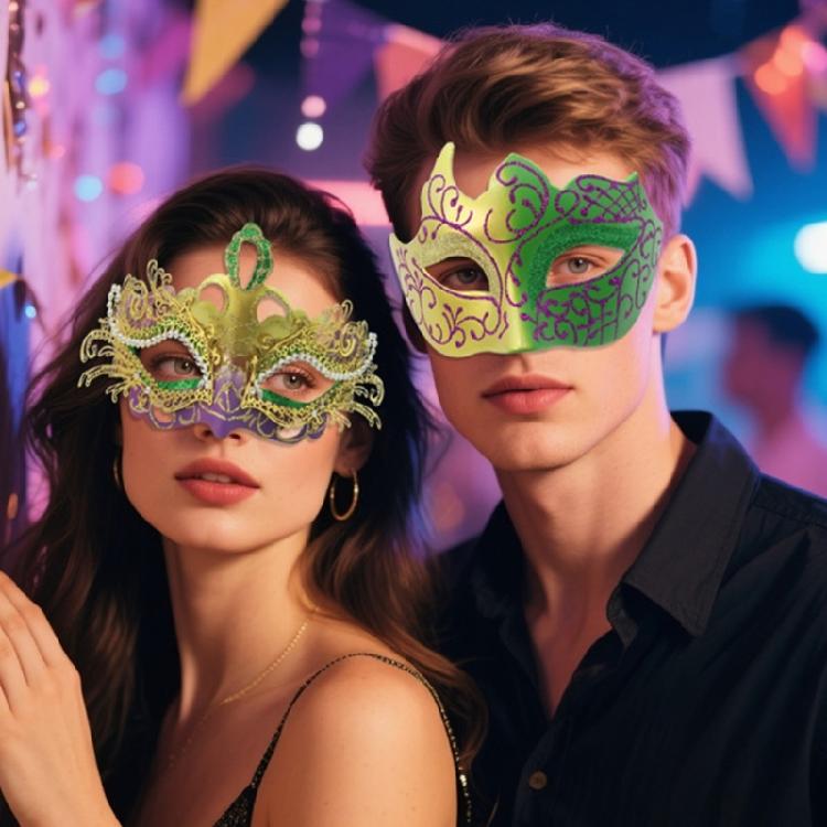 2Pcs Friendly Plastic Couple Masks Venetians Carnival Party Accessories Detailed Carved Design Comfortable Face Mask