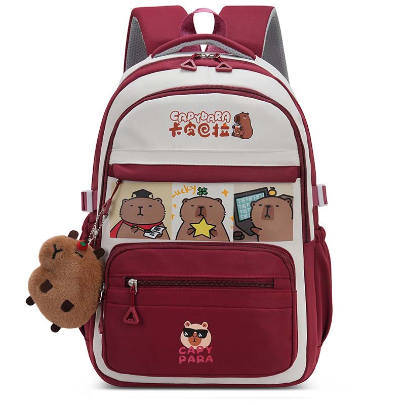 New Capybara Lightweight Burden-reducing Backpack Large Capacity Spine-Protective Wear-Resistant Waterproof Schoolbag for Primary School Students