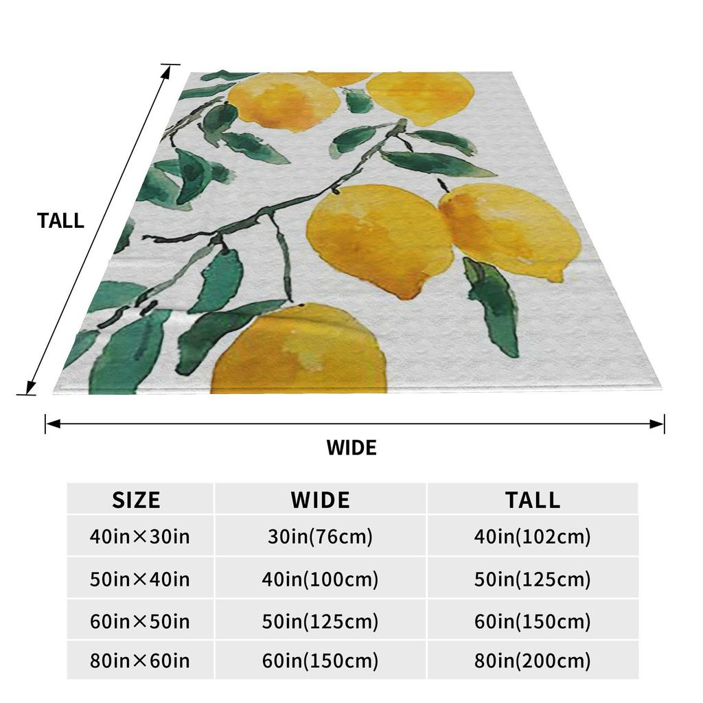 Handbemalte gelbe Zitrone Aquarell Decke Leichte Flanell Überwurfdecke für Zuhause Schlafzimmer Outdoor Decken Tagesdecke Steppdecke