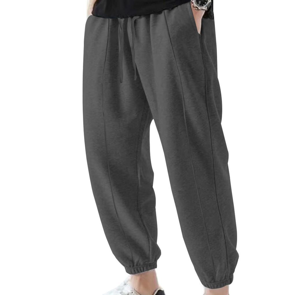 2025 new solid color large size casual pants men's summer trend casual loose leggings men's