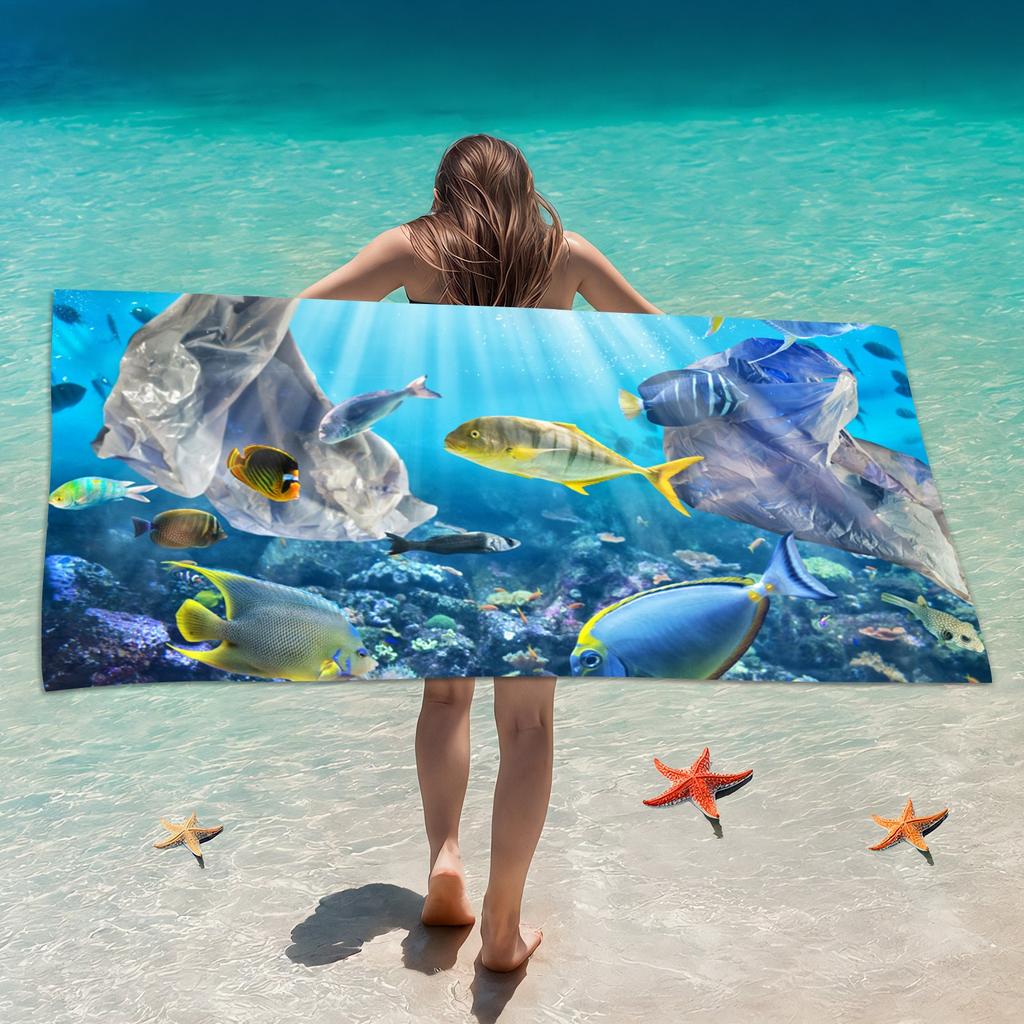 Pink Blue Leopard Animal Print Beach Towel Polyester Quick Drying Sandproof Bath Towel Summer Seaside Travel Outdoor Blanket