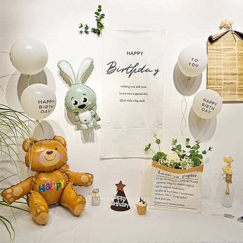 YFFSFDC Birthday Tapestry HAPPY BIRTHDAY with Balloons Birthday Pastry Balloon Birthday Decoration Set Simple Monotone 100th Half Birthday