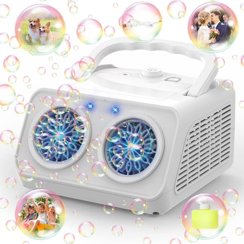 Automatic Bubble Machine with 2 Fans 20000+ Bubbles Per Minute Portable Bubble Maker for Party Outdoor Events (No Bubble Water )