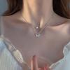 Double-Layered Butterfly Pendant Necklace - Titanium Steel, Light Luxury Design, Fade-Resistant Clavicle Chain