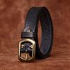 Women's Belt Retro Fashion and Personalized Emboss Leather Pin Buckle Pure Cowhide Korean Style Versatile Coarse Grain Jeans Belt Women