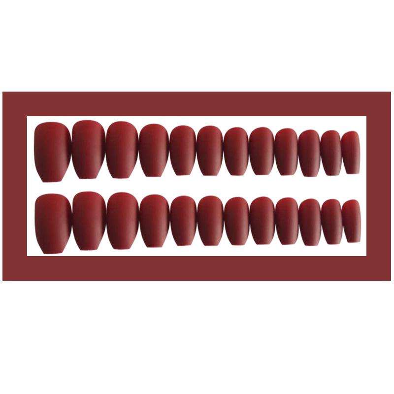 24pcs/set DIY Quick Nails Matte Frosted Long T Solid Color False Nails Multi-color Strips Finished Wear Manicure