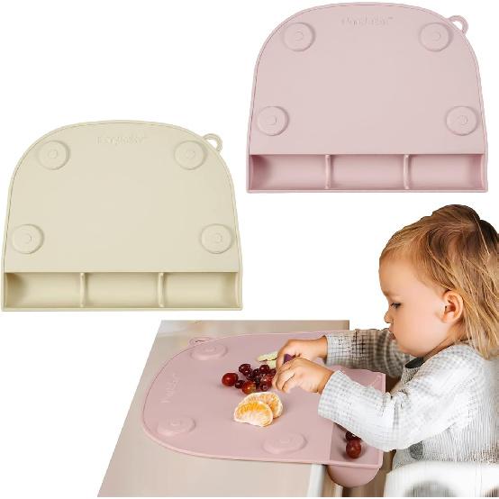 PandaEar 2 Pack Suction Silicone Placemat for Toddlers Kids| Food Grade Toddler Place Mat for Dining Table & Restaurants Baby Eating| Baby Placemat