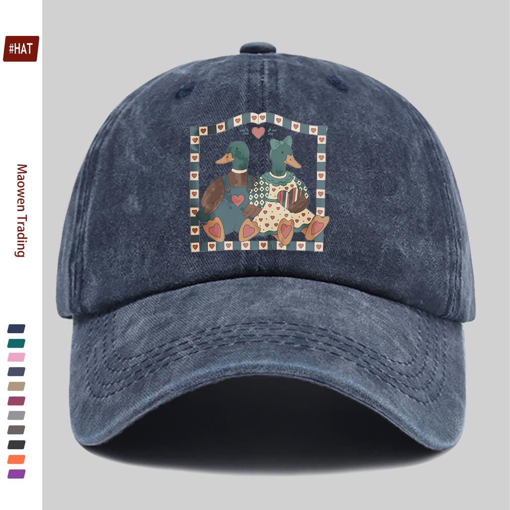 pc Fashion Cartoon Duck Print Baseball Cap Casual Fashion Printed Trucker Sun Hat Comfortable and Lightweight Papa Hat Mom a