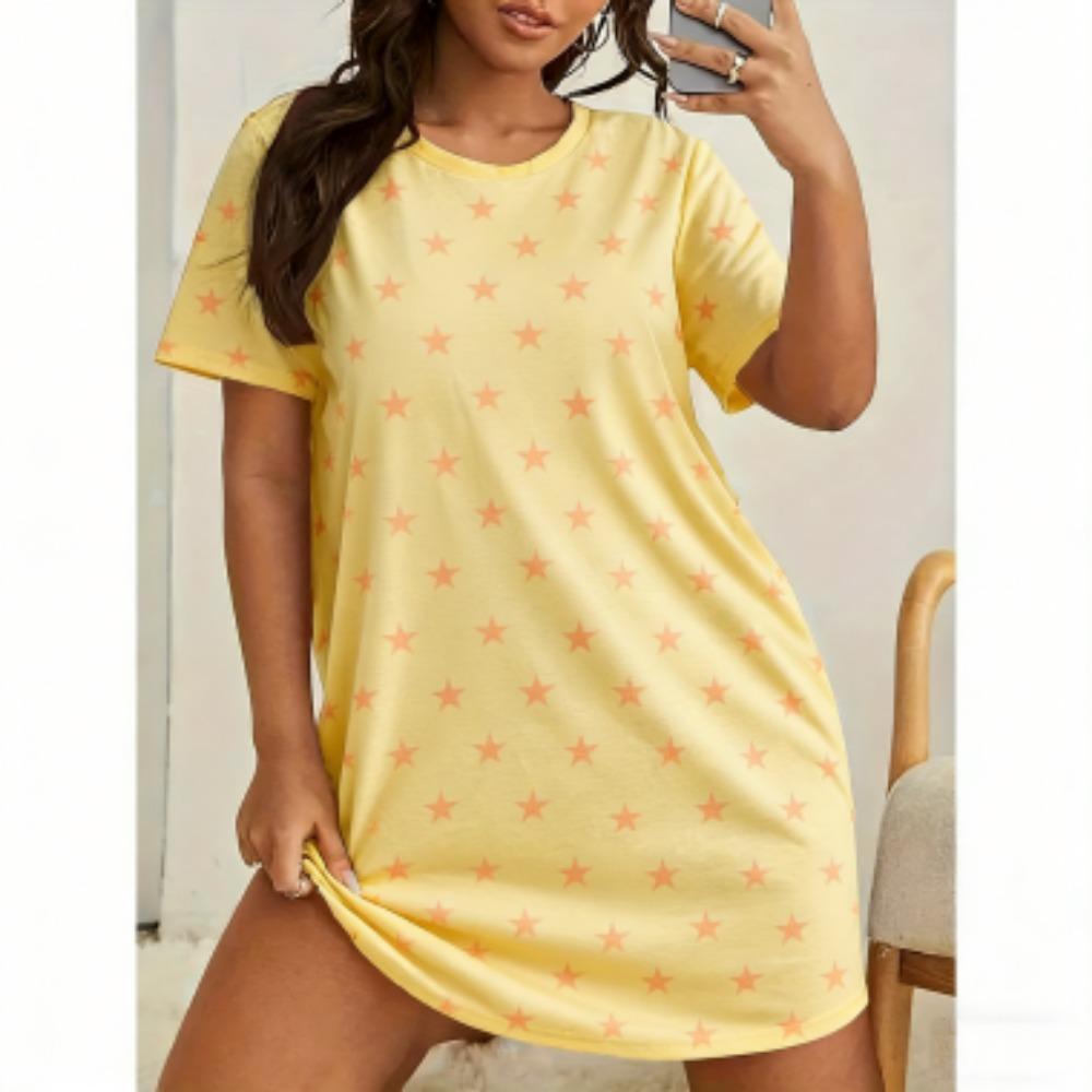 3D Print For Women Short Sleeve Sleepwear Dresses Loose Casual Fit Tee Nightwear Home Clothes Nightie Loungewear Dresses