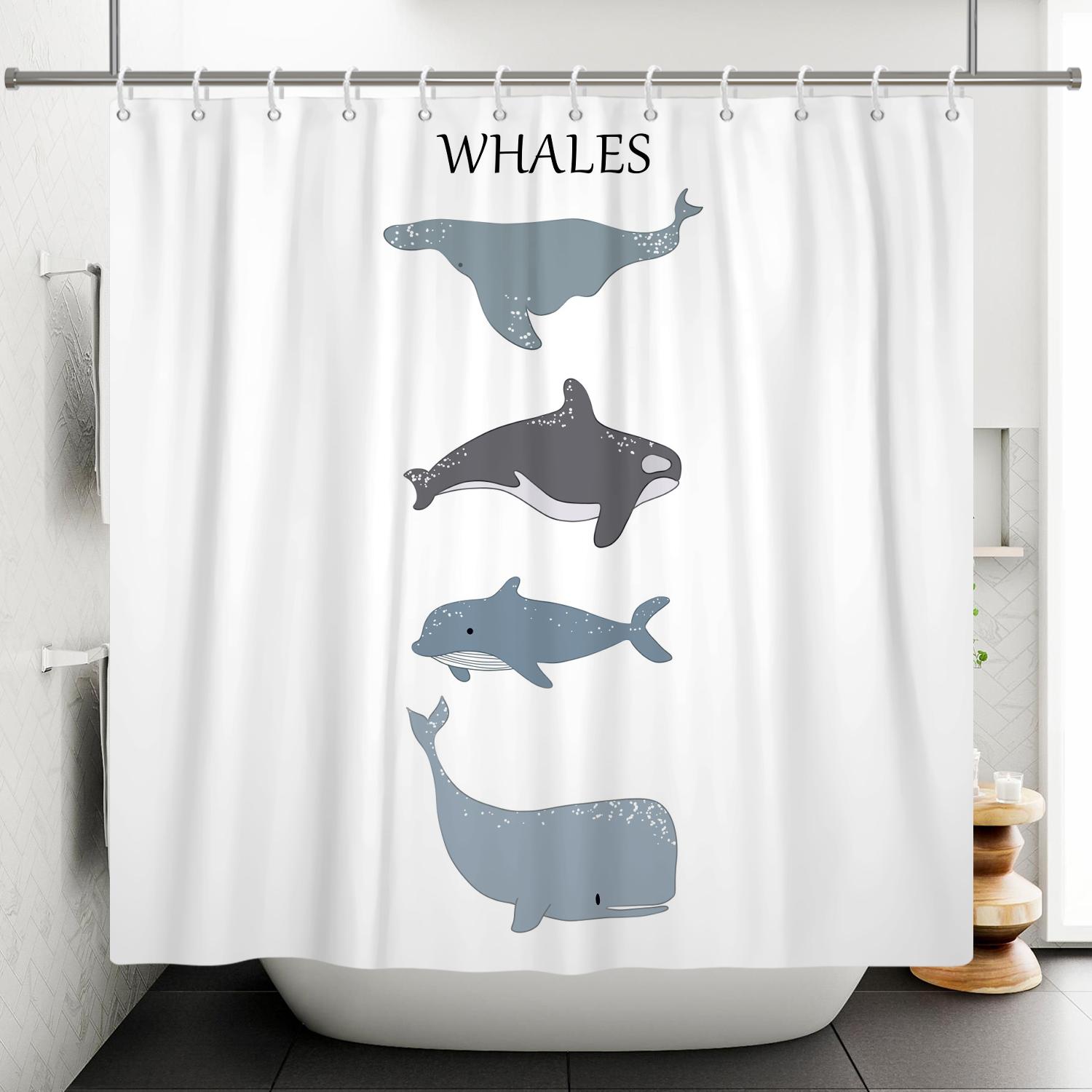 

Cute Animal Bathroom Shower Curtain Minimalist Painting Shower Curtain Polyester Waterproof Bathroom Partition Curtain With Hook W60H190(CM)-1 Pcs