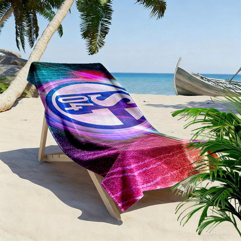 FC Schalke 04 Print Strandtuch, Großes Weiches Schnelltrocknendes Handtuch für Strand Camping Schwimmen