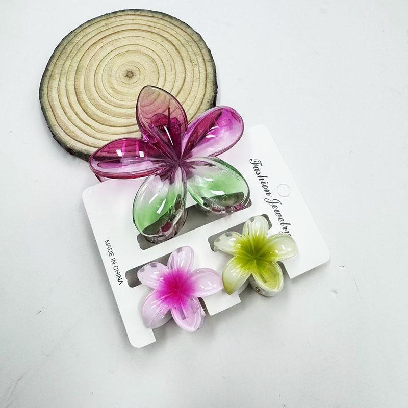 Sada skřipců do vlasů s frangipani: Květinové vlasové doplňky s imitací mramoru pro módní svátky