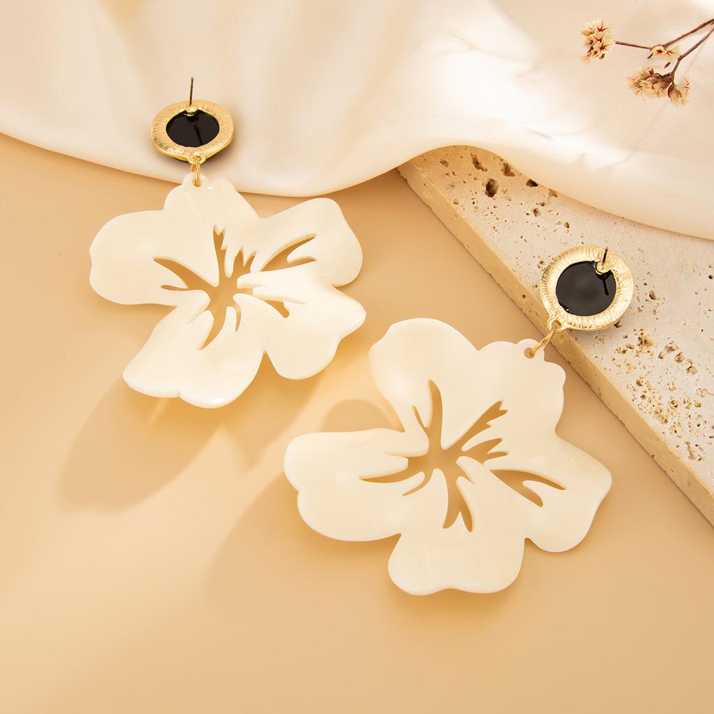 Exaggerated Acrylic Large Flower Resin Pendant Earrings for Women Fashion Jewelry Minimalist Accessories Ear Charm Jewelry