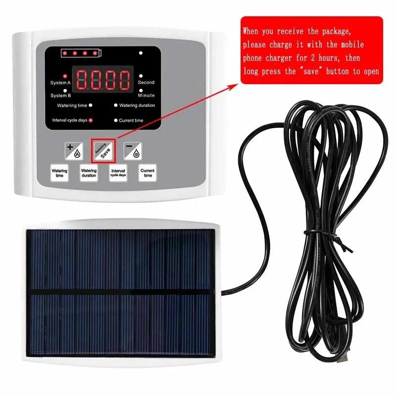 Automatic Solar Energy Drip Irrigation Device Double Pump Adjustable Valve Controller Timer System Intelligent Garden Watering