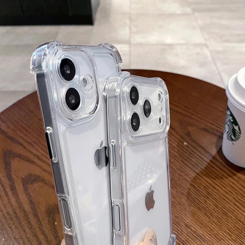 Luxury Shockproof Clear Phone Case For iPhone 17 Pro 16 15 14 13 12 11 17 Pro Max Plus Air Soft Transparent Bumper Back Cover
