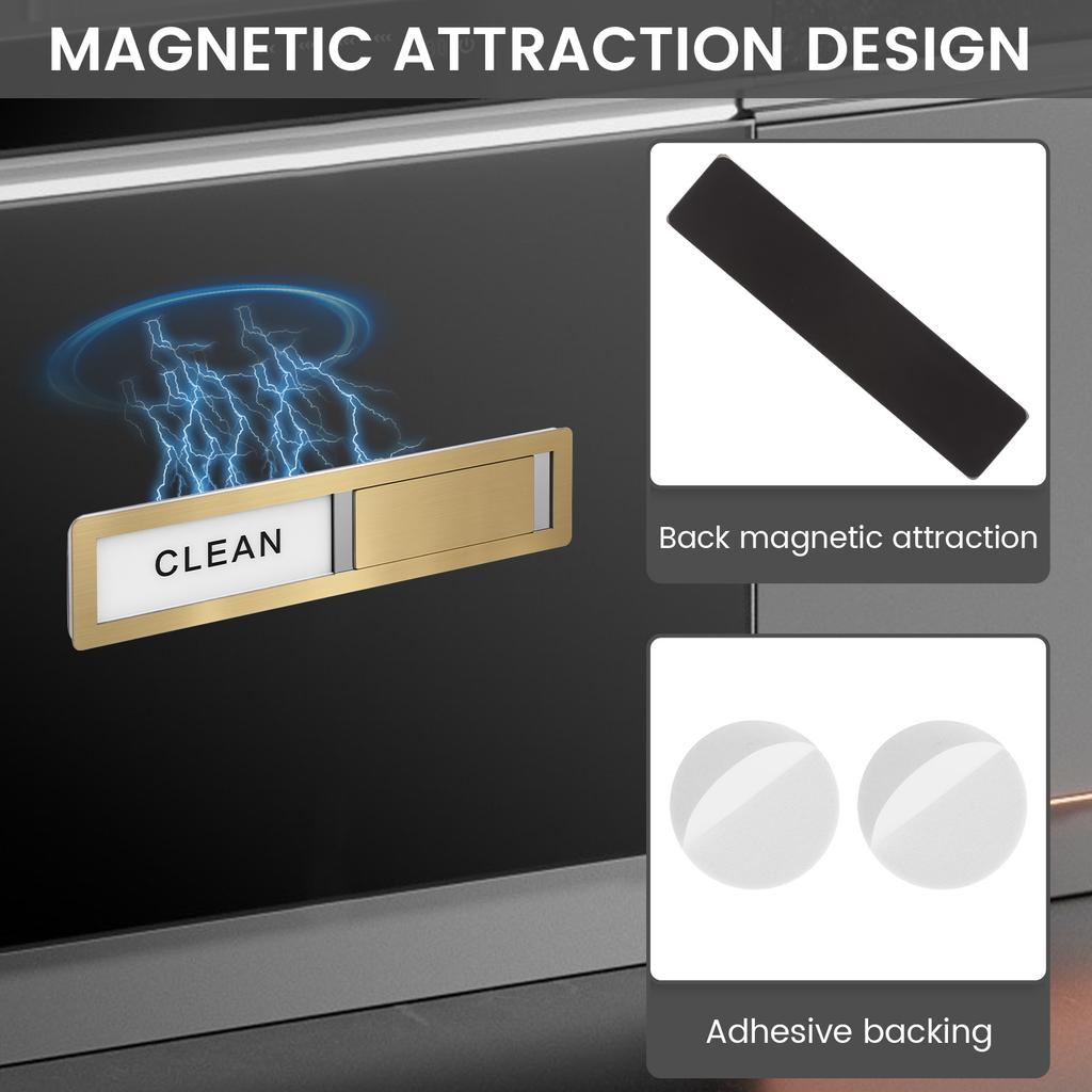 1 Pc Dishwasher Magnet Clean Dirty Sign Premium Stainless Steel Dishwasher Clean/Dirty Magnets with Sticker Adhesive for Home