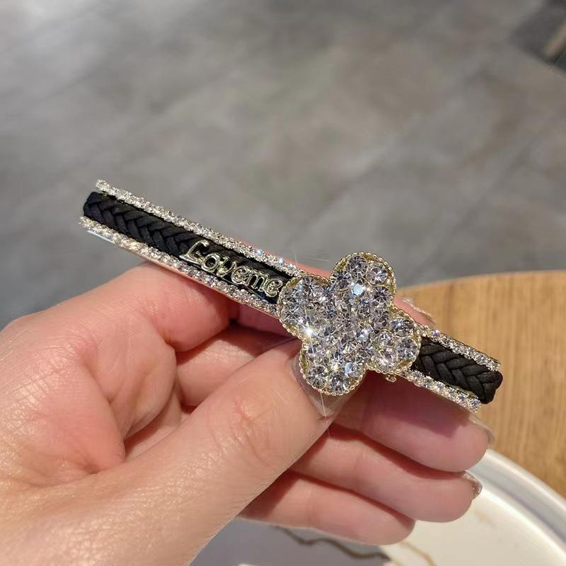 Koreańska Moda Cyrkoniowy Pleciony Klips do Włosów - Styl Celebryty Internetowej, Wszechstronna Spinka Kaczuszka