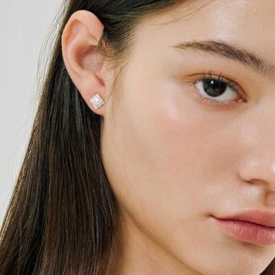 JYDDM 925 Square Pearl Cubic Earrings