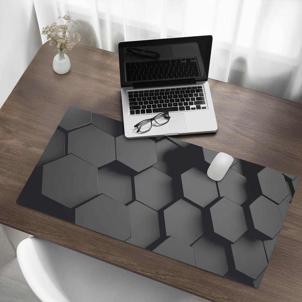 Nowoczesna Winylowa Mata Pod Klawiaturę Geometryczne Heksagony 100X50 Cm