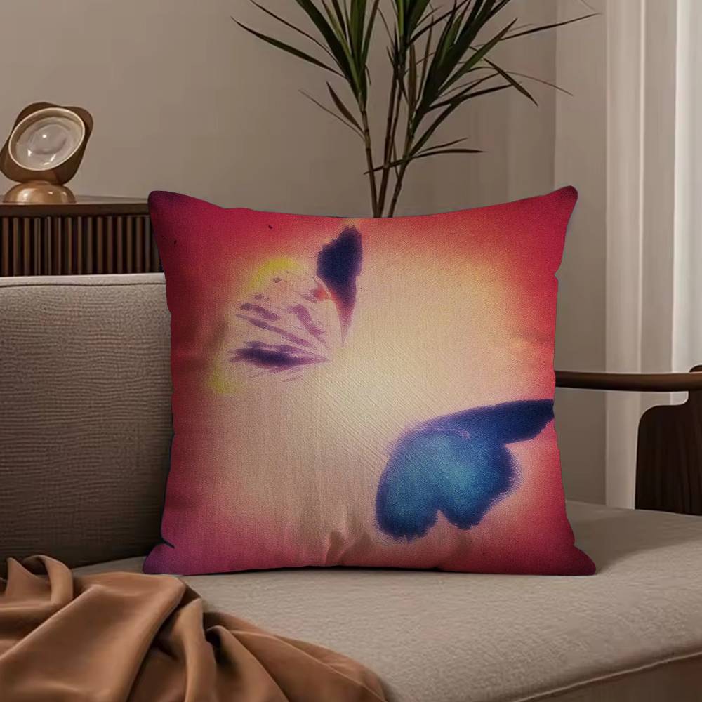 Anime Butterfly Pillow Case Anti-dustmite Pillowcase Invisible zipper silky short plush Sofa cushion cover