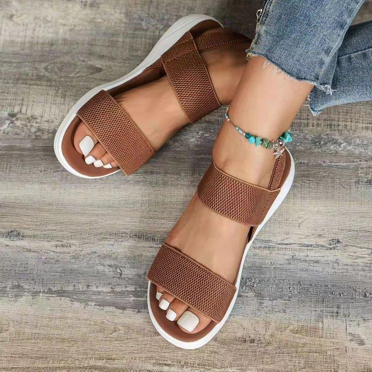 Large Size Sports Sandals Women's Elastic Elastic New Student Flat-bottomed Beach Women's Shoes