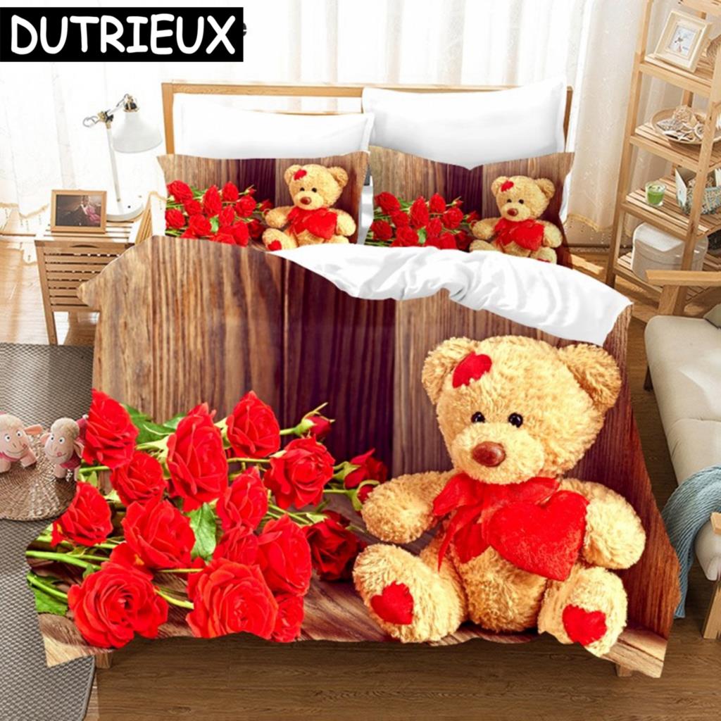 

Comforter Cute Teddy Bear Printed 2/3Pcs Bedding Set Carton S For Adult Child Bedclothes And S Comforter Bed Set Comforter (quilt)-EU Single(135*200cm)3pcs
