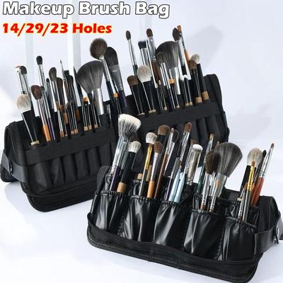 14/23/29 Holes Foldable Makeup Brush Bag Women Large Capacity Makeup Brush Tools Bag Waterproof Nylon Makeup Storage Bag