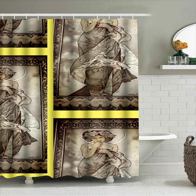 Charming Vintage Woman Bath Shower Curtain: Fashion Artistic Style Printed Waterproof Decorative Home Decoration For Bathroom Si