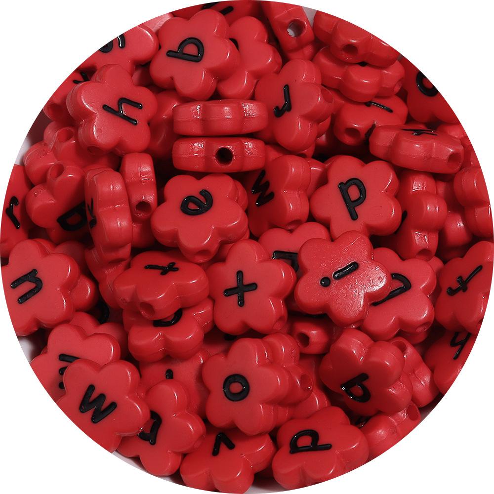 100pcs 11.5mm Acrylic Letter Beads Mixed Flower Alphabet Loose Spacer Beads DIY Jewelry Making Bracelets Necklace Accessories