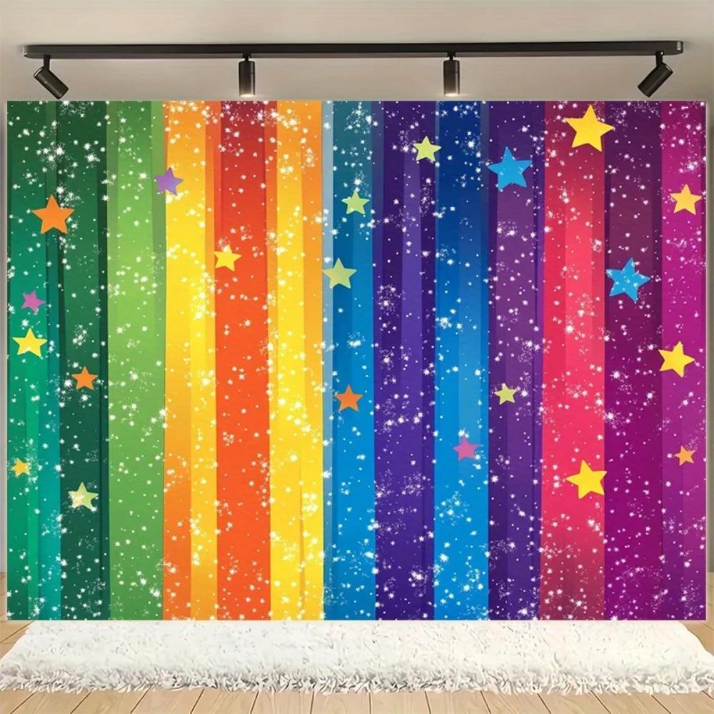 Colorful Rainbow Gradient Starry Sky Banner Background Decorative Photography Background for Adult Children's Birthday Parties