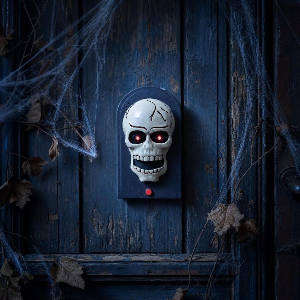 Electronic Doorbell with Skeleton Design Halloween Decoration Funny Door Bell Hanger for Holiday Party