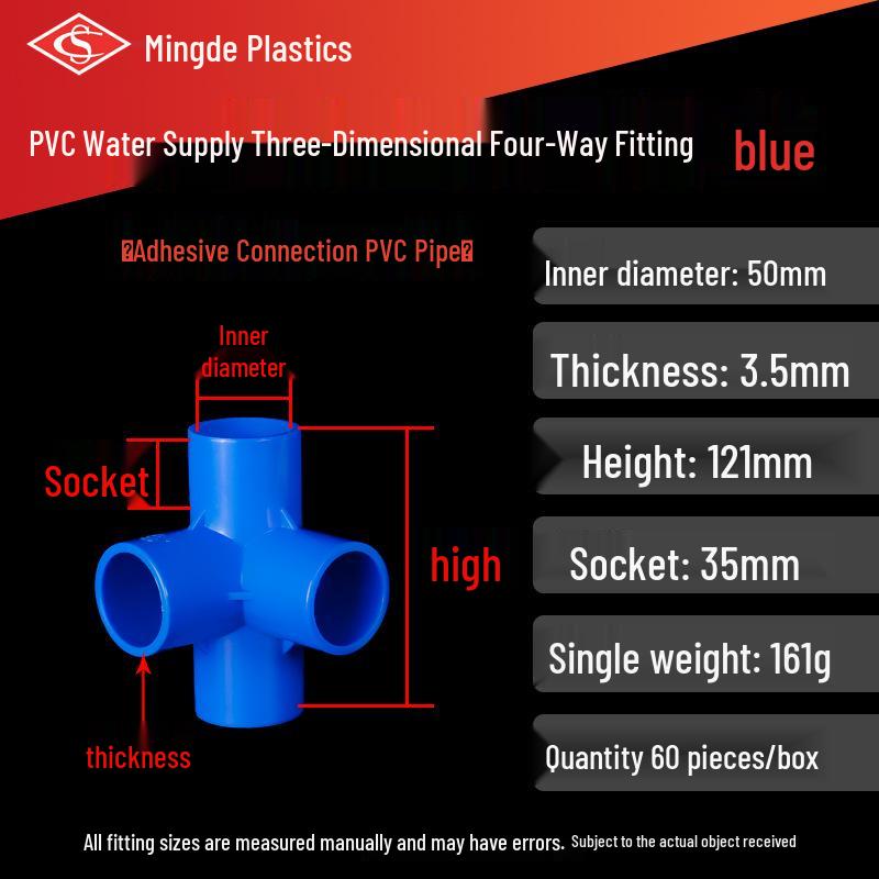 PVC Vícesměrné 3D Plastové Fitinky pro Vodovodní Potrubí (Pravoúhlý, Čtyřcestný, Pěticestný, Šesticestný T-kus)