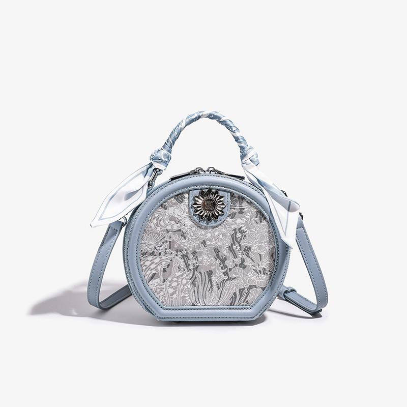 Hvauen Light Luxury High-end Small Round Bag Women's Spring and Summer New Messenger Bag