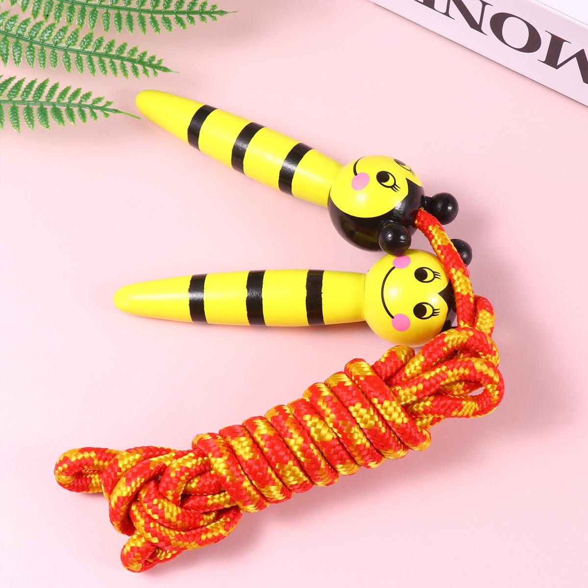 

2 Pcs Wooden Jump Rope Premium Material Cartoon Design Easy Grip Handles Ideal for Home School Fitness Exercise Yellow United States