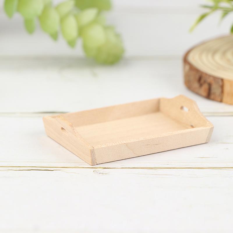 1:12 Dollhouse Miniature Wooden Plate Simulation Tray Model For Doll House Decor