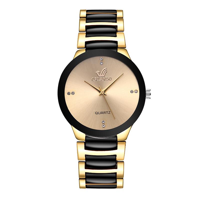 Women's Diamond-Set Quartz Watch with Steel Band - Elegant Imitation Tungsten Steel Design