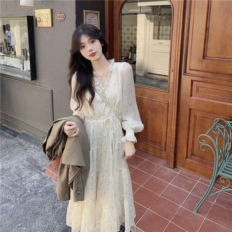 2026 Early Autumn Women's French Style Long Sleeve Slimming A-line Dress