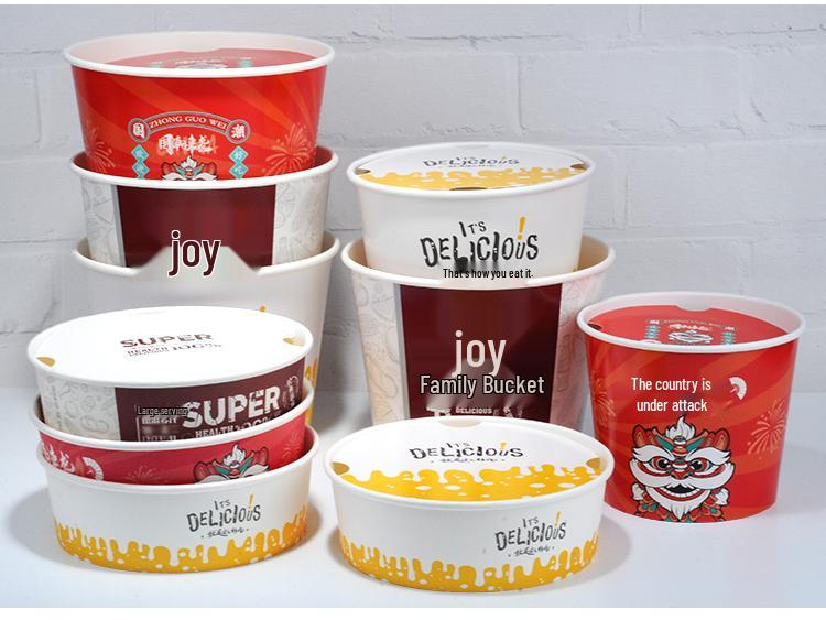 Snack Platter Box: Small Snacks & Fried Chicken Family Bucket with Four-Compartment Round Plate