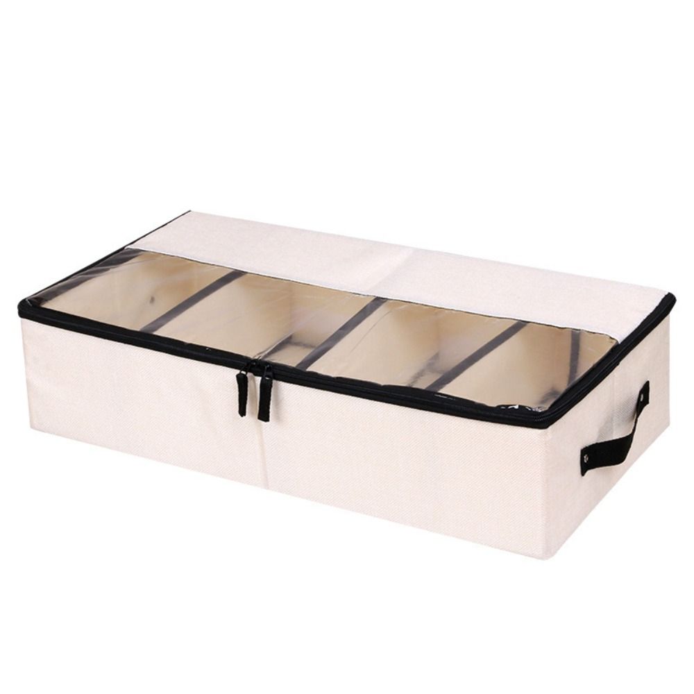 

Divider Cotton Linen Shoe Box Foldable Finishing Storage Box Under Bed Storage Box Sock бежевый
