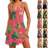 Women's Floral Print Dress, Vest, Skirt With Pockets, Beach Skirt, V-Neck Vest Skirt