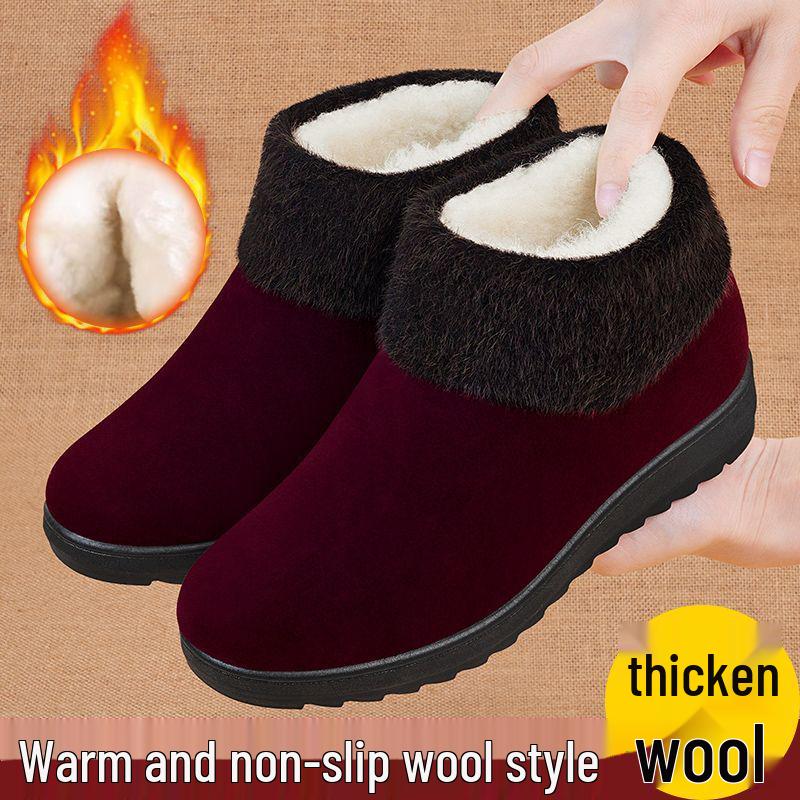 Women's Winter Fleece-Lined Non-Slip Snow Boots for Elderly