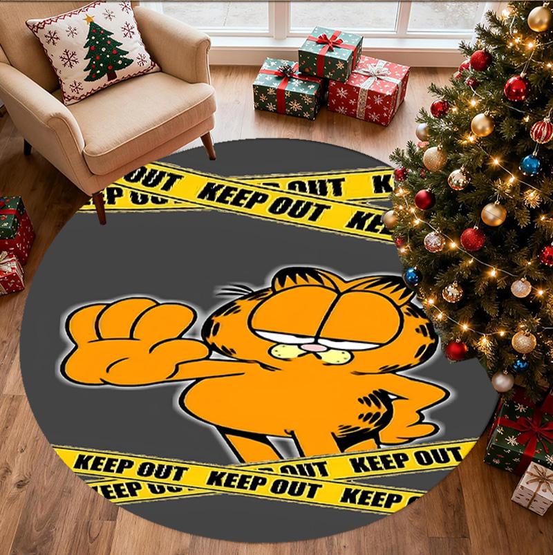 Garfield Pattern Round Rug, Indoor/Outdoor Mat, for Picnic, Gameroom, Bedroom, Office, Living Room, Home Decor Carpet, Birthday Gift