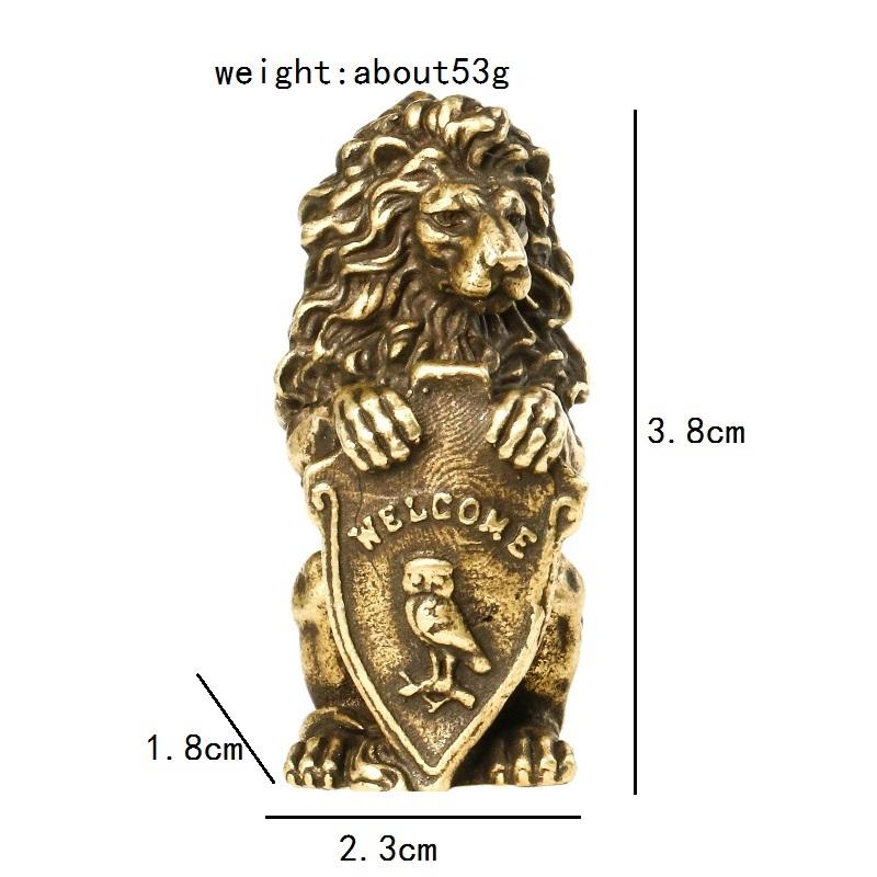 

Старинная бронзовая приветственная статуя Короля-льва для дома, украшения фэн-шуй, миниатюрные фигурки счастливой медной совы, украшения для стола