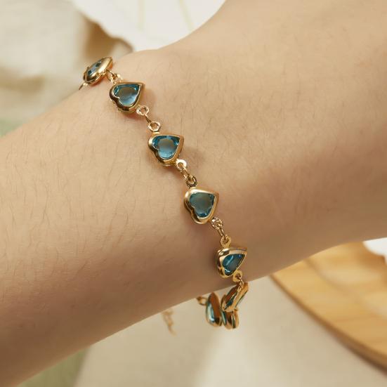 Cubic Zircon Heart Beaded Bracelet for Women Heart Chain Bracelet Bridal Wedding Party Jewelry Accessory
