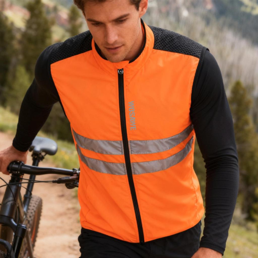 Cycling Sets WOSAWE Mens MTB Bike Vest Gel Padded Shorts Windproof