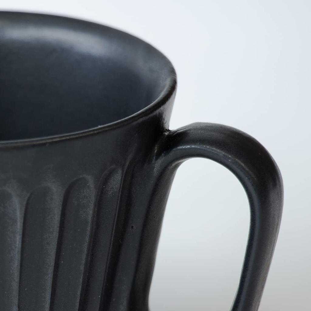 Wired Beans Kasama Ware Shinogi Black for a Lifetime Companion Mug, 240ml, Matte,