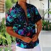 Men's Neon Beach Shirt Button Up Shirt Short Sleeve Hawaiian Vacation Daily Summer Spring Collared Shirts Pocket Blue