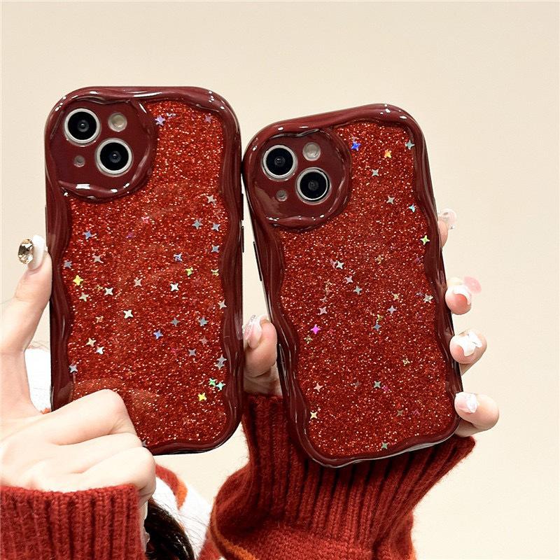Anwendbar auf Apple 16Promax Handyhülle, Epoxid-Glitzerpulver, Sternpailletten iPhone17 Rundumschutz Anti-Drop Silikon Weich
