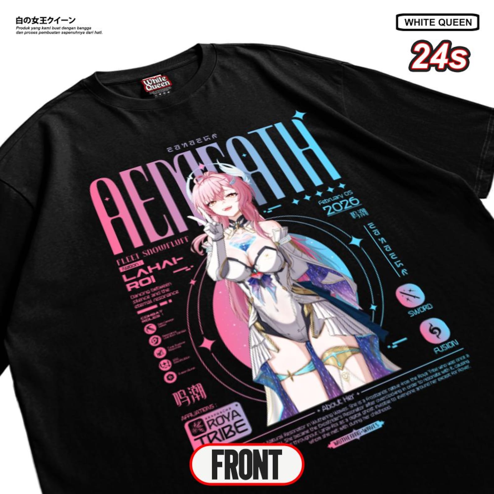 Wuthering Waves Aemeath T-Shirt – WuWa Anime Game Graphic Tee 4XL