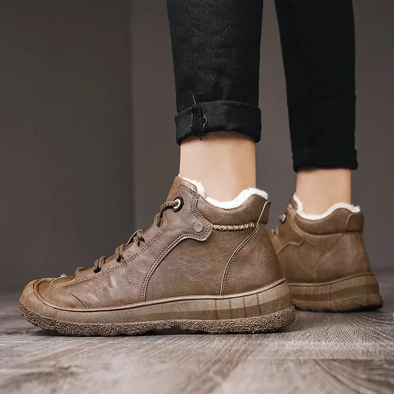 Luxury Outdoor Men's Boots Genuine Leather Casual Shoes Motorcycle Warm Winter Boots for Men Upscale Ankle Shoes High Quality85